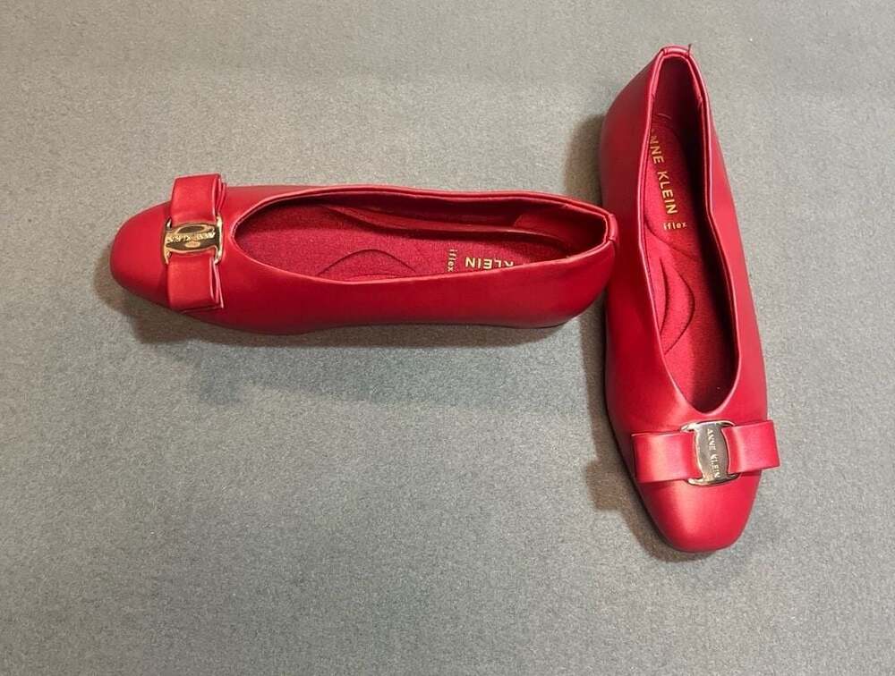Anne Klein iFlex Red Bow Buckle Flats - Picture 3 of 5